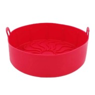Forma 15,5cm Silicone Vermelha Redonda Para Airfryer